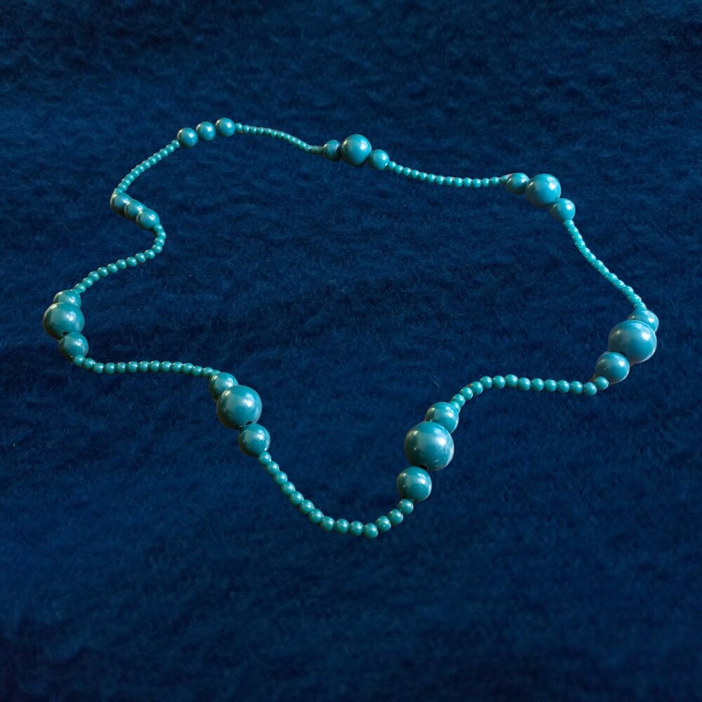 Vintage Dark Teal Necklace 38"